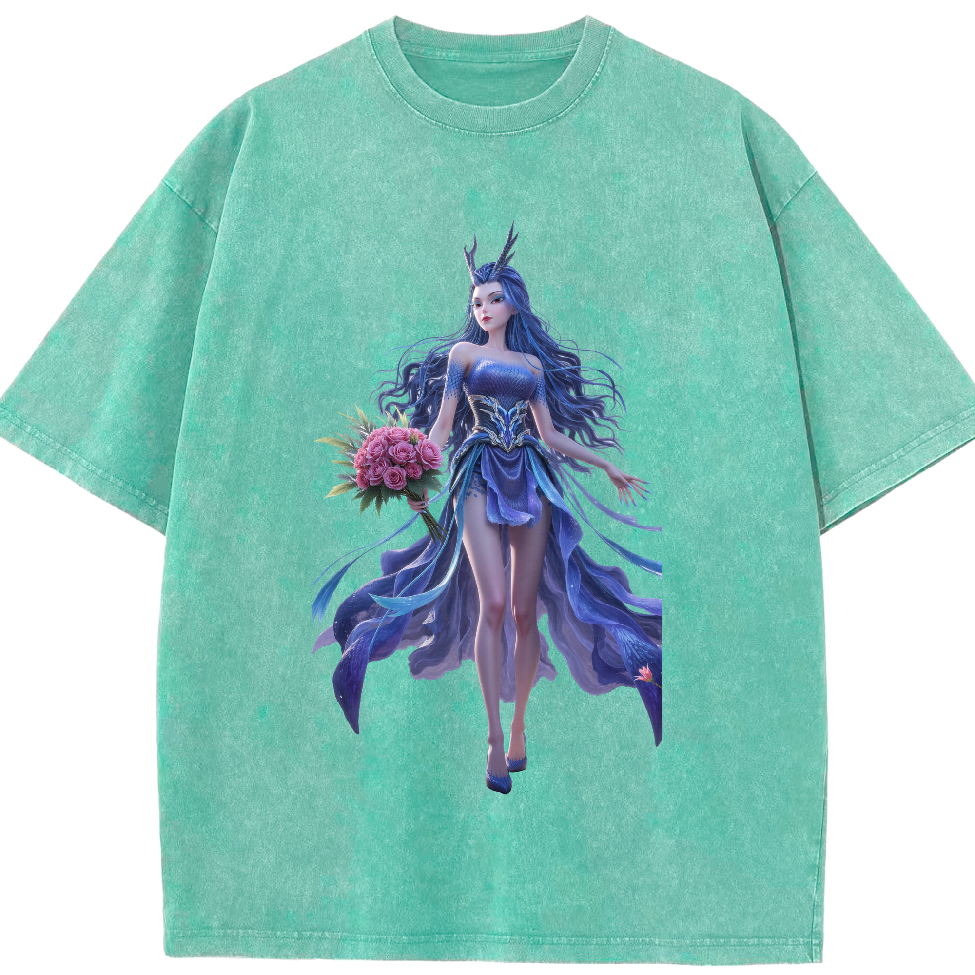 （画像用） Ne Zha 2 ナタ 魔童の大暴れ 綿100% ヴィンテージ風 半袖Tシャツ（フロントプリント）